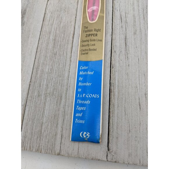 Vintage J&P Coats Dress or Neck Opening Metal Zipper 12" Dk Rose 32-B - Picture 3 of 4